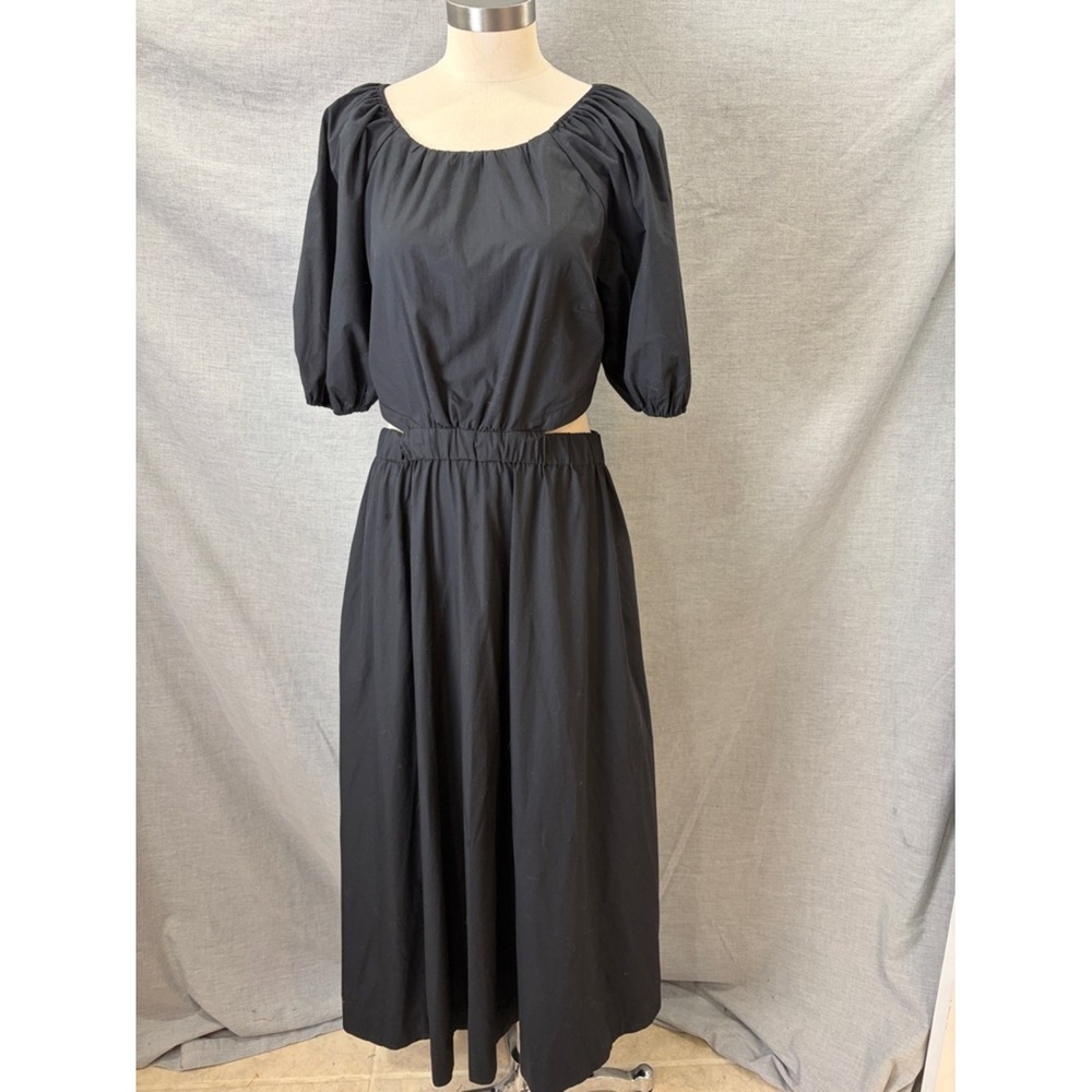 Abercrombie & Fitch Black Open Back Puff Sleeve Maxi Dress M - Picture 4 of 11
